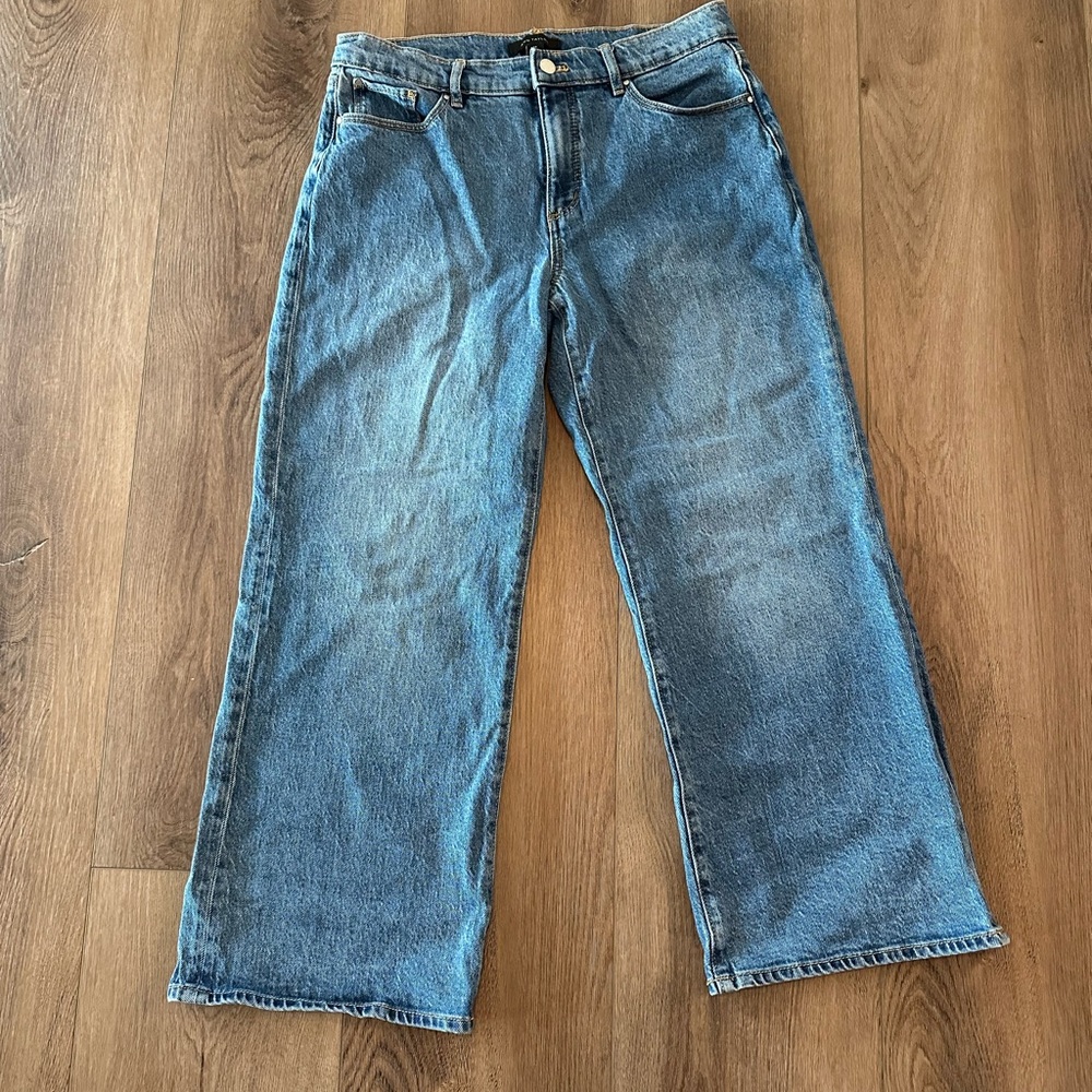 Ann Taylor Blue Flare Wide Leg Jeans